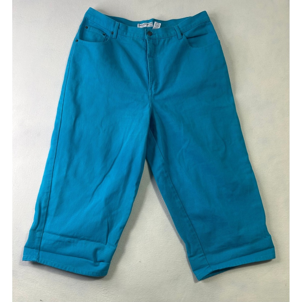 Passports Woman Turquoise Blue Denim Capri Pants Womens 20W High Rise Cropped
